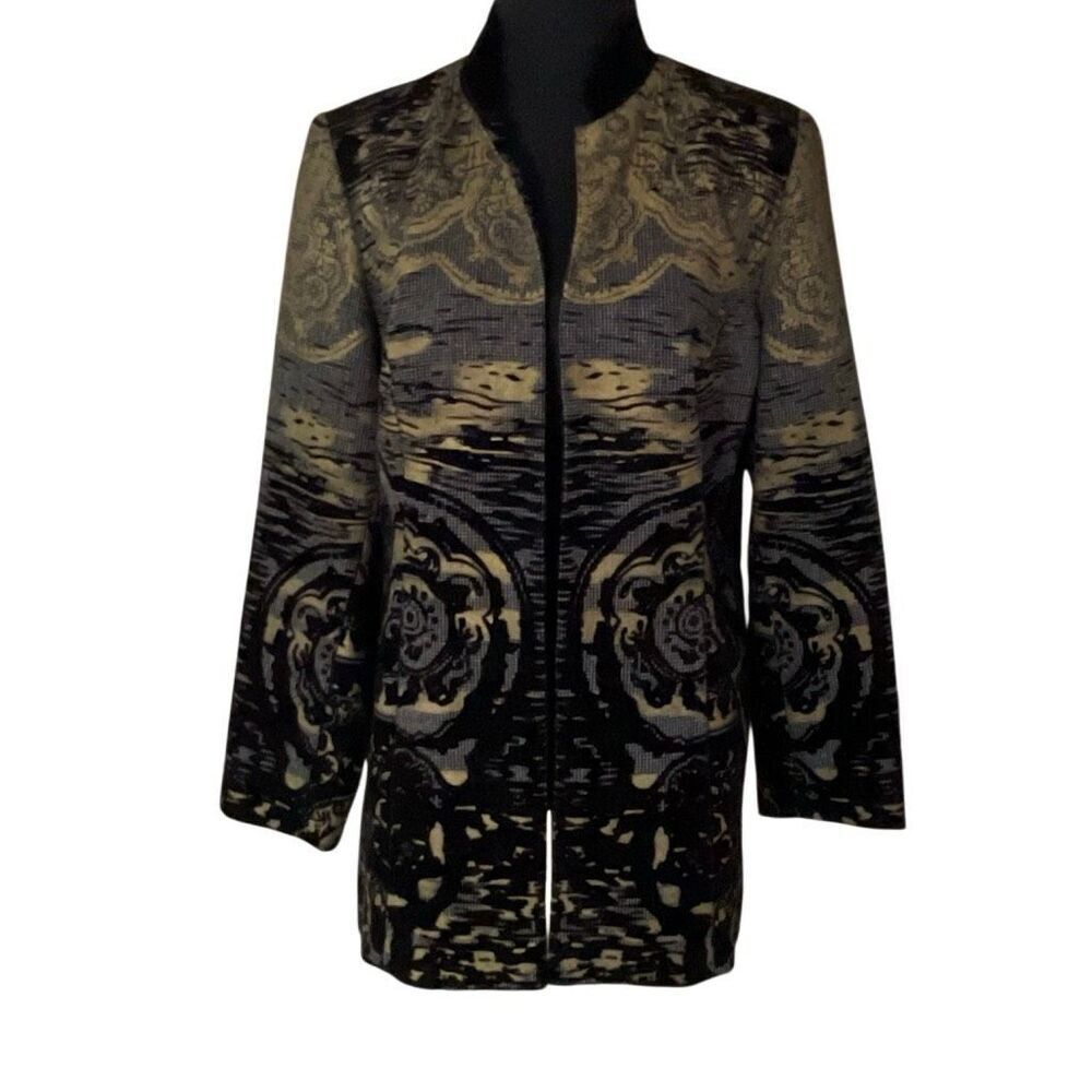 Chicos Women’s Mid Length Riders Style Flocked Jacket/Coat - Picture 2 of 11